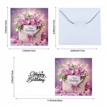 1 Set Of 6 Diamond Painting Greeting Card DIY Kit, Handmade Gift For Birthday, Love One - Multicolor - View 2