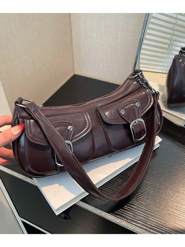 Bolsa de Ombro Baguete Fivela Casual Sofisticada Moderna[1004]