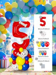 Set de 25 piezas que incluye: Globos con números del 0 al 9 de 32" en rojo/azul/dorado/rosa, Globos de látex con diseño de pata de perro de 12", Globos de látex mixtos de 10" en rojo, amarillo y azul, y Globos largos blancos con forma de hueso de perro. Adecuado para cumpleaños, aniversarios y eventos celebrativos. - Multicolor - Ver 22