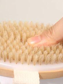 1 件装天然猪鬃干性皮肤身体刷 - 猪鬃干性沐浴刷、身体磨砂膏、皮肤刷、软毛按摩刷，可改善血液循环、减少痤疮