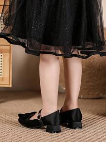 1 双时尚方头高跟鞋，适合女孩，四季皆宜 - 黑色 - 查看 5