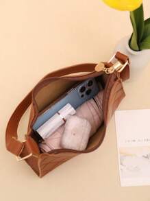 Casual Versatile Embossed Ladies Shoulder Bag For Everyday Wear - Brown - View 7