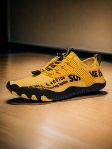 L.S.W.P 男女通用透气水鞋 - 速干、防滑五指水上运动鞋，适合室内健身、举重、瑜伽和户外活动，如海滩、游泳、冲浪和徒步旅行 - 耐用橡胶鞋底、系带闭合、四季皆宜、沙滩鞋 - 黃色 - 查看 3