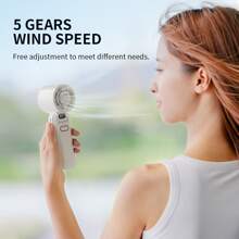 AOYI 便携式手持风扇，小型可折叠台式风扇，速度（1-5）可调 3600mAh 电池可充电个人冷却风扇，风力强劲，小型夏季避暑风扇，适合女性男性旅行/露营/户外/办公室/海滩/学校的礼物 - 彩色 - 查看 3