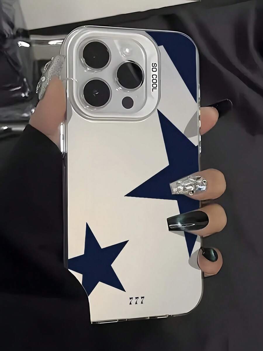 Star1pc 白色五角星图案全覆盖 TPU 防震手机壳适用于 Apple iPhone 16、15、14、13、12、11 Pro Max - 彩色 - 查看 1