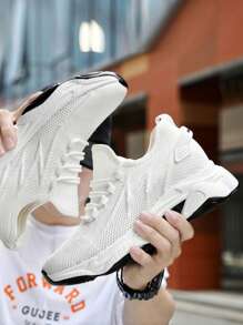 Men Height Increasing Shoes, 8cm/3.15in Invisible Height Increase, Fashionable Thick Sole Chunky Sneakers, Breathable Running Shoes, Men Invisible Casual Sneakers, White Mesh Shoes, New 2025 Style, Increased Insole Shoes, Dark Color, Plus Size 45-46