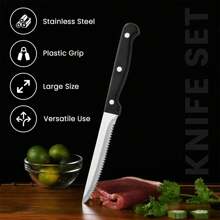 4/6/12 Pieces 8.7 Inches Stainless Steel Steak Knives With Plastic Handle,Durable Steak Knife,Barbecue Steak Knives Set,Dishwasher Friendly Cutlery Dinner Knife