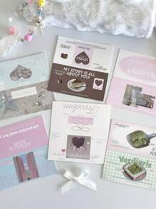 10张可爱卡通字母明信片，3英寸韩流照片卡，女孩装饰卡，照片卡夹 - 彩色 - 查看 3