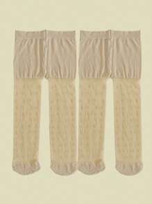 2 件女童婴幼儿心形印花紧身裤，柔软网眼连裤袜，纯色紧身裤，适合日常生活、舞蹈练习、裙子搭配，春夏 - 彩色 - 查看 48