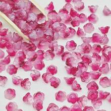 100 件渐变玻璃花珠、透明铃铛花隔珠、混合水晶花玻璃珠适用于 DIY 串珠项目、手链、项链、耳环 - 玻璃花朵珠 - 查看 15