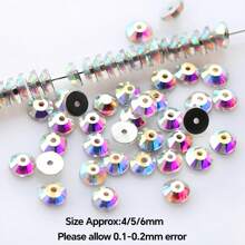 Gemas redondas de repuesto planas para coser con taladro central para cristales rhinestones -tamaños 4/5/6mm (0,157/0,197/0,236 pulgadas) color blanco y blanco AB brillante, para ropa, arte de uñas, manualidades, bodas, Día de la Madre, abaya, hiyab y decoración - 1440 piezas/bolsa