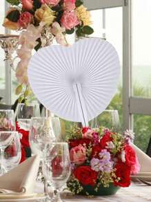 Paquete de 10/20 abanicos de mano plegables con forma de corazón de papel blanco, surtido para regalos de fiesta de cumpleaños, suministros para bodas, manualidades - Corazón blanco - Ver 7