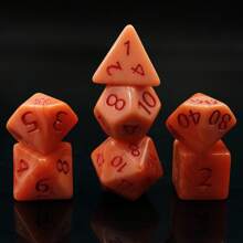 7pcs Polyhedral Dice Set, Orange Body With Red Numbers, Suitable For Party Games, Festivals & Gatherings - Orange - View 10