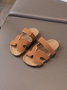1 Pair Casual Comfortable Versatile Sandals, Open Toe Slides - Brown - View 2