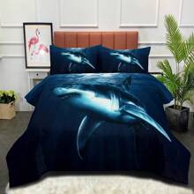 NINENINE Boys Blue Shark Bedding Sets Twin Size For Teens Kids,Boys Navy Blue Comforter Fish Ocean Bed Set-Includes 1 Comforter And 1 Pillowcase - Màu xanh lam - Xem 5