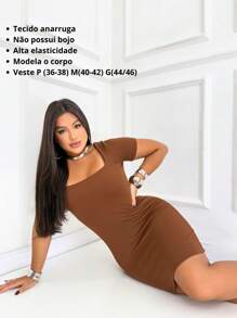 Women's Short Dress Kit With 2 Basic Casual Tube Short Sleeve Comfortable - 棕色和灰色 - 查看 7