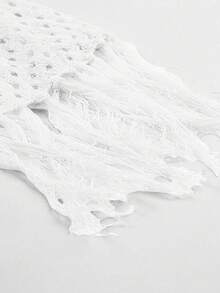 Acelitt Women Plain Simple Casual Kimono Cover Up With Tassel Decor