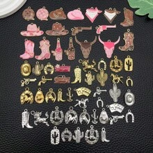 14/20 chiếc Mặt dây chuyền xương rồng cao bồi miền Tây bằng bạc cổ điển thời trang men cao bồi phong cách giày bốt đầu bò kim loại tự làm để làm đồ trang sức Phụ kiện thủ công - Nhiều màu - Xem 2