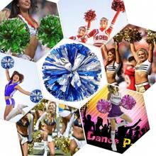 1~3pices,Cheerleading Pom Pom Bulk Football Game Cheerleader Pompoms Plastic Cheering Hand Flowers With Handle For Sports Dance Match Team Cheerleading ,Cheerleading Pom Poms And Large Cheerleader Hair Bow For Girl, Cheer Pompoms Foil Pompoms Hand Flowers For Adults, Party Dance Sports - Blue - View 12