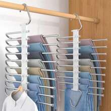 Portapantaloni pieghevole a più strati, salvaspazio, versatile, antiscivolo, senza foratura, può essere appeso, di colore nero semplice e alla moda in acciaio inossidabile multifunzionale, pieghevole con tubo antiscivolo e slot per appendiabiti