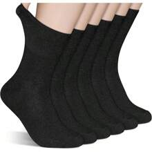 Seamless Toe, Extra Reinforced Heel, Loose & Breathable Crew Socks, Made Of Soft Polyester & Spandex Blend, Loose & Breathable, Comfortable Elastic Fit, Suitable For Diabetes Patients, Elderly And Pregnant Women, Unisex, Fall - Multicolor - View 3