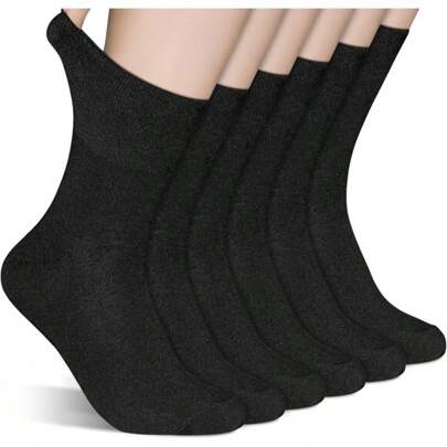 Seamless Toe, Extra Reinforced Heel, Loose & Breathable Crew Socks, Made Of Soft Polyester & Spandex Blend, Loose & Breathable, Comfortable Elastic Fit, Suitable For Diabetes Patients, Elderly And Pregnant Women, Unisex, Fall