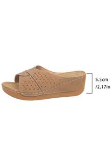 Women's Summer Criss-Cross Open Toe High Heel Casual Sandals With Hollow-Out Design, Thick Platform, Rhinestone Decor, Suitable For Outdoor Wear