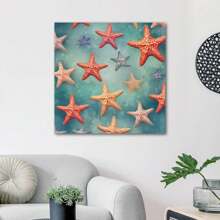 1 Piece Home Decor Wall Framed Canvas Starfish Pattern Home Decor Framed Canvas Wall Art Paintings For Living Room - Canvas Framed Print Wall Artworks Bedroom Decoration Office Wall Decor - 彩色 - 查看 3