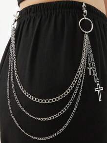 1pc Multi-Layer Cross Pants Chain, Iron Alloy - Multicolor - View 6