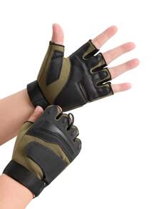 1 Pair Men's Half-Finger Outdoor Sports Cycling Gloves, Thickened & Anti-Slip Palms, For Training