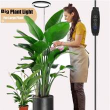 Lampada di crescita, luce a LED a spettro completo per piante da interno, lampada per la crescita regolabile in altezza con timer automatico on/off 3h/9h/12h, 4 livelli di luminosità regolabili, ideale per piante di piccole dimensioni