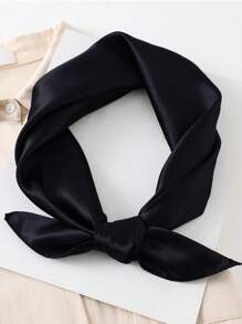 1pc Women Solid Color Imitation Silk Satin Scarf, Minimalist Elegant Versatile Square Neck Scarf/Head Scarf Suitable For Daily Outings, Dates, Dinners, Gatherings For Dress - Multicolor - View 8