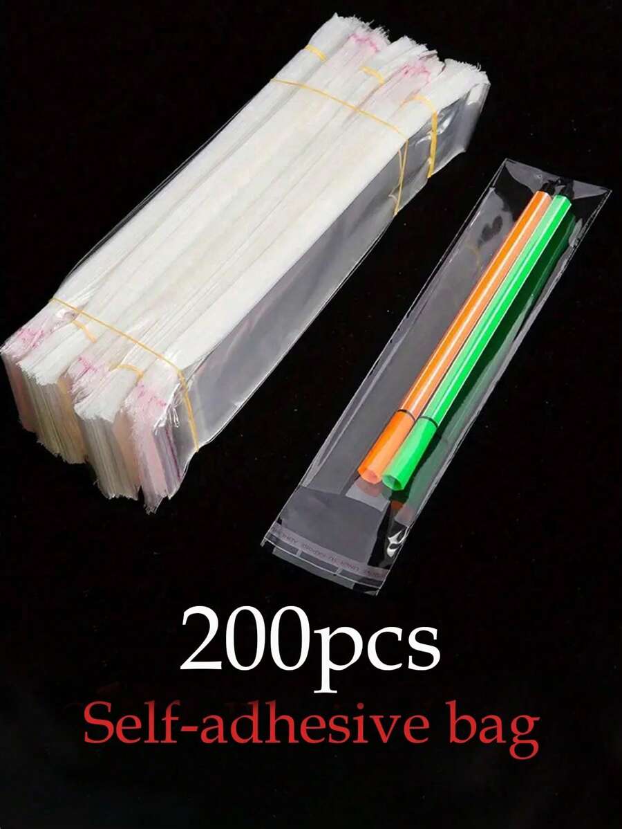 200 个长方形礼品包装袋，自粘透明收纳珠宝和项链袋 - 無色 - 查看 1