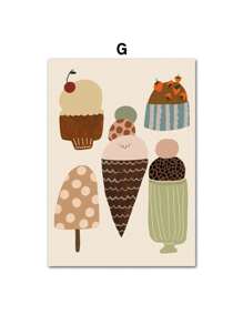 1 件鼠壳海马冰淇淋柠檬梨墙艺术复古海报和印刷品墙壁帆布画图片婴儿儿童房装饰无框架