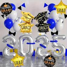Decoración con globos para graduación 2025, incluye gorro de graduación, pancarta de la clase universitaria 2025, suministros para fiesta de celebración