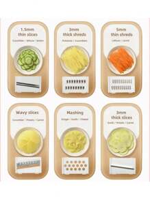 2 Sets/1 Set 7 In 1 304 Vegetable Chopper, Salad Potato Carrot Garlic Hand Protection Food Slicer, Kitchen Gadgets - Multicolor - View 9