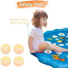 1 pièce Piscine pour bébé pour apprendre, tapis de jeu extérieur avec gicleur "De A à Z" pour bébés et tout-petits de 1 à 3 ans