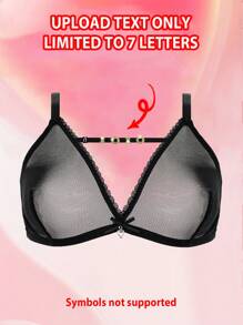 Women Sexy Customized Name Rhinestone Heart Shaped Gathered Lift Underwire Padded Bra