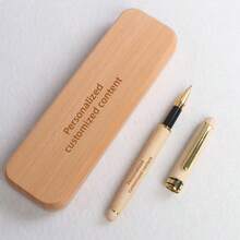 Personalized Maple Wood Pen Set, Customizable Engraved Signature Pen, Push-Button Cap, Medium Nib, Ideal Office Gift For Teachers, Anniversary, Valentine's Day - Multicolor - View 5