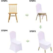 GCCSJ Premium Spandex Chair Covers,50/100/150-Pack Premium White & Ivory Stretch Spandex Chair Covers - Universal Elastic Slipcovers For Folding/Banquet/Dining Chairs, Wrinkle-Resistant Washable Wedding Chair Covers, Easy-Install Event Chair Covers For Parties, Christmas/Halloween & Family Celebrations, Top-Rated Seat Protectors For Caterers & Event Planners (3 Pack Sizes) - White - View 12