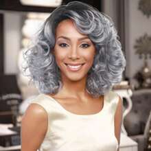 Women Short Curly Gray Synthetic Wigs, Granny Wig For Cosplay, Party Or Pranks - Grey - View 3