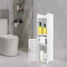 Armadio contenitore per il bagno, porta-rotolo di carta igienica, mobiletto di archiviazione per bagno da posizionare accanto al water per spazi ridotti, con porta-rotolo, adatto per bagno, soggiorno e altro - decorazione bianca per il bagno di casa, organizzatore di make-up estivo, per la ripresa della scuola