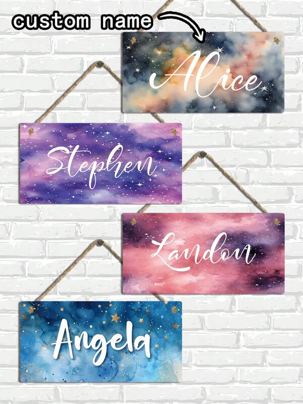 1PC No Lanyard DIY Brilliant Starry Sky Custom Name Hanging Plaque For Home Decor Personalized Name Wall Hanging Sign Bedroom Door Decor, Valentine's Day, Valentine's Day Decor