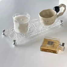 1Set/1pc Stone Pattern Clear Acrylic Tray Bathroom Vanity Trays With Stand, Cosmetic Table Jewelry Skin Care Cosmetics Tray, Napkin Tray, Clear Color Tray For Perfume, Aromatherapy, Shower Gel, Skin Care Products, Cosmetics Back To School