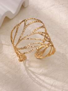 1 PC Hollow Punk Leaves Bracelets Bangle For Women Stainless Steel Gold Color Fashion Waterproof Open Bracelet Holiday Party Jewelry Gift