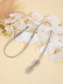 1pc Women's Fashion Versatile Gold/Silver Leaf Elastic Waist Belt