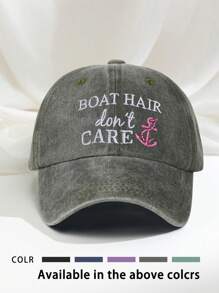 1 szt. haftowana czapka baseballowa z włosiem z łódki, regulowana zewnętrzna ochrona przeciwsłoneczna, codzienna czapka, odpowiednia na podróże wiosną/jesienią, modna uniwersalna czapka przeciwsłoneczna dla mężczyzn, styl Y2K - czapka baseballowa - Zobacz 4