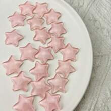 20 piezas/Paquete Decoración plana de resina con estrellas de cinco puntas de color rosa con brillo, materiales DIY para paredes, fundas de teléfono, zapatos, artesanía