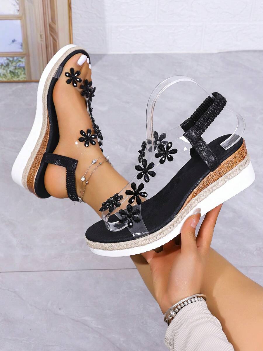 Women's Elegant Comfort Platform Sandals, Fashionable Versatile Chunky Heels For Summer