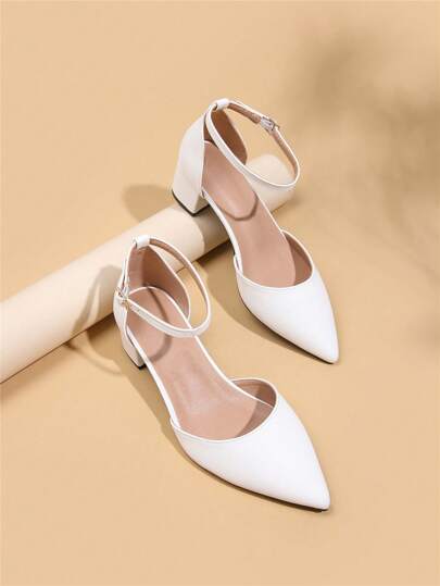 Wide Fit Women Spring/Summer New Open-Toe Pointed Toe Sandals, Fashion Versatile Low Heel Backstrap Outdoor High Heel Shoes